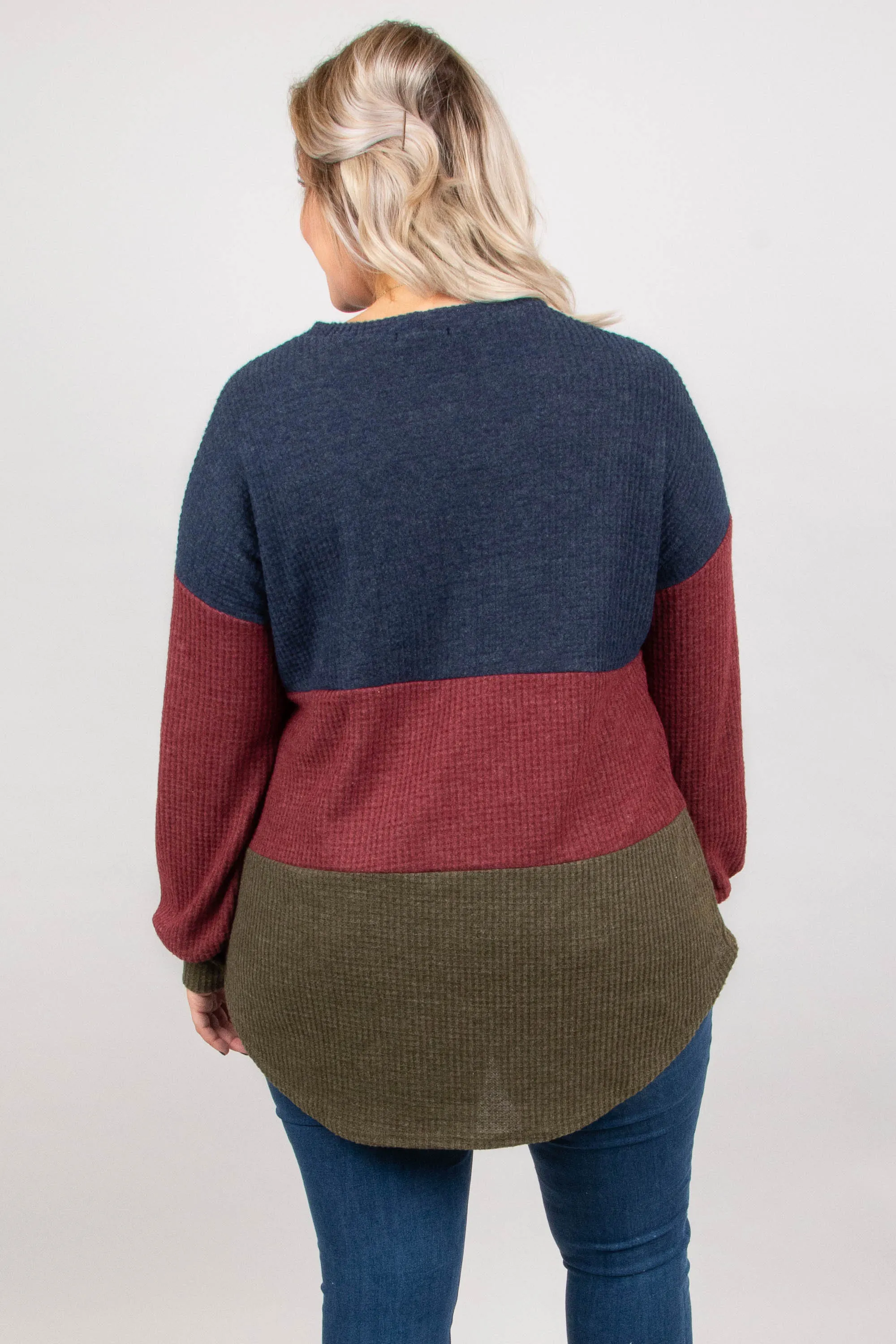 By The Book Sweater, Navy-Burgundy