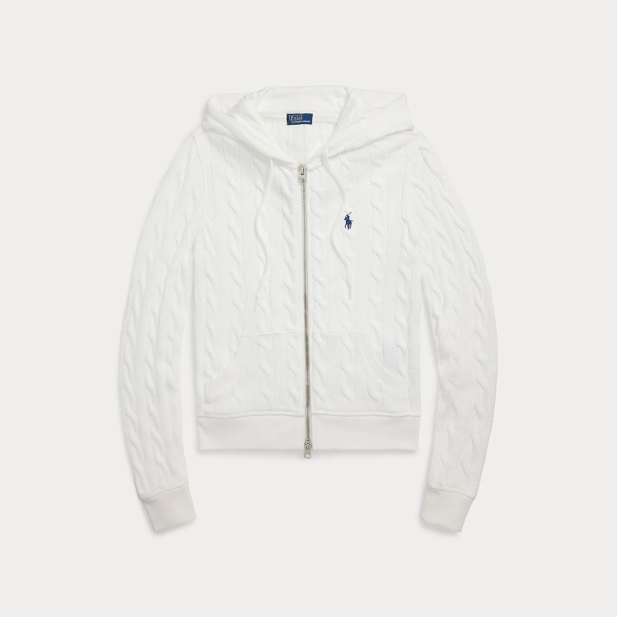 CABLE-KNIT COTTON FULL-ZIP HOODIE