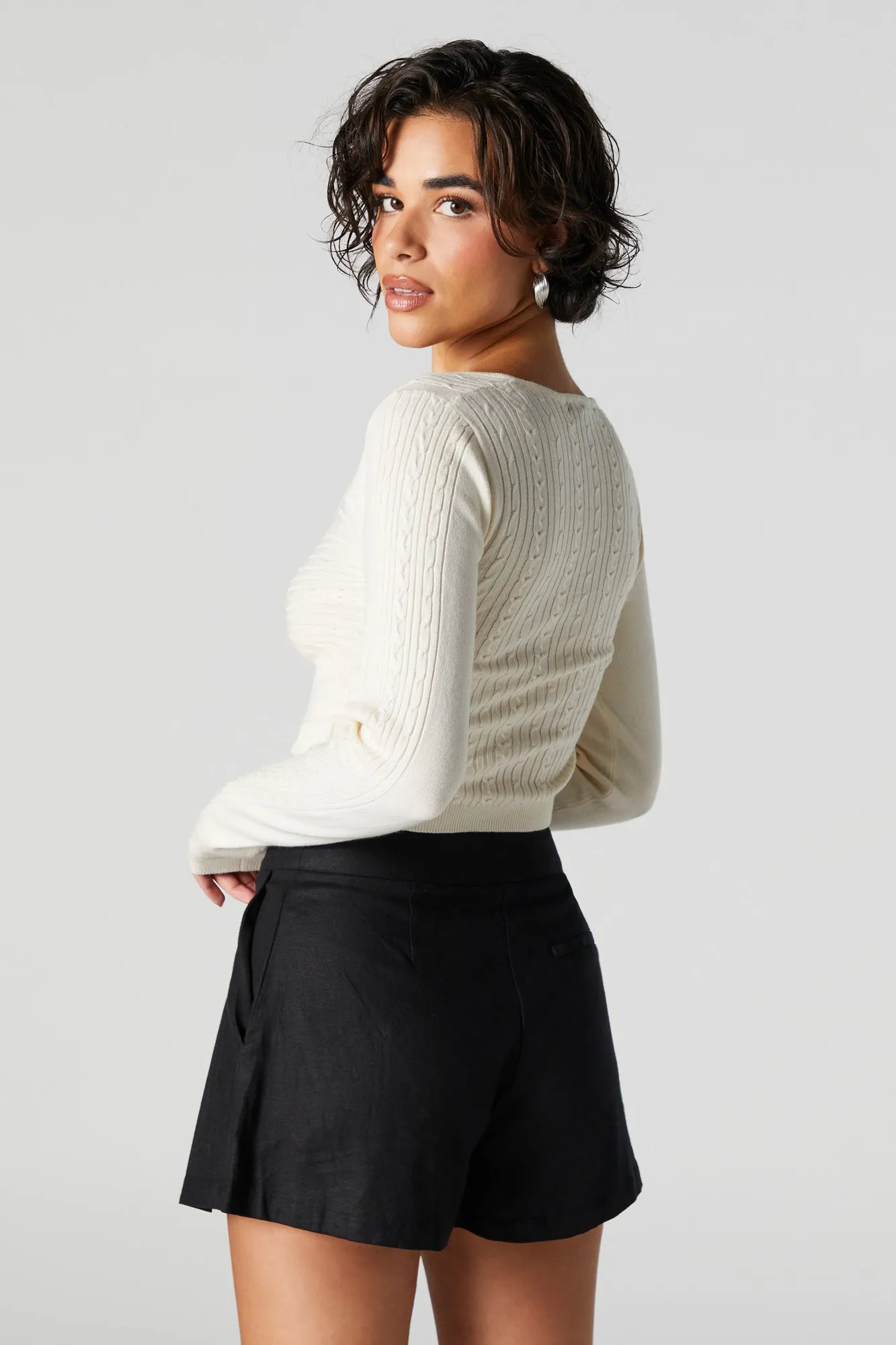 Cable Knit Long Sleeve Sweater Top