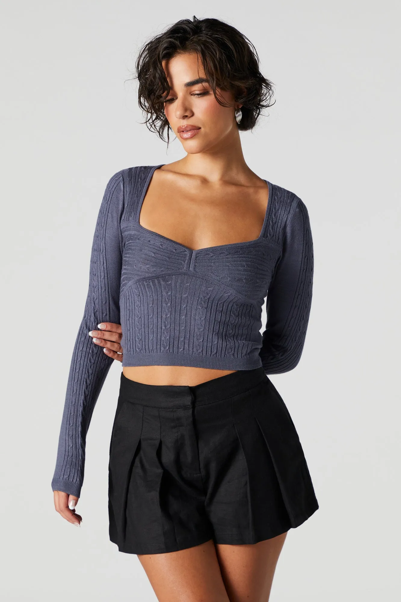 Cable Knit Long Sleeve Sweater Top