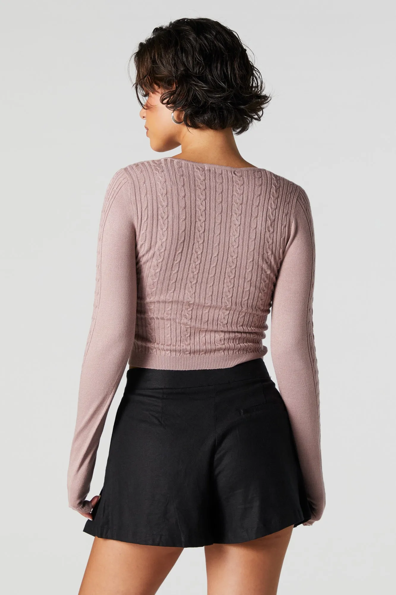 Cable Knit Long Sleeve Sweater Top