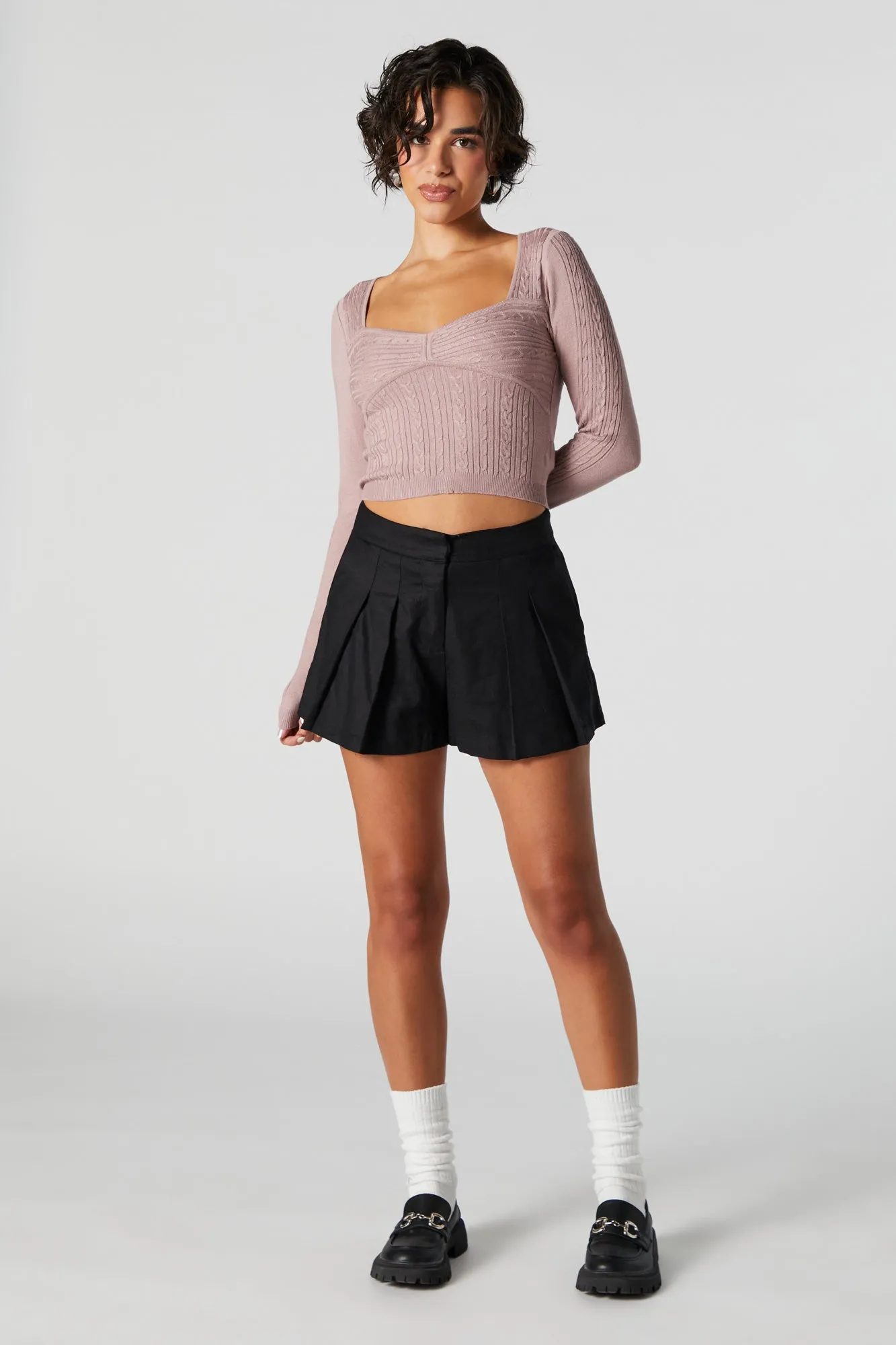 Cable Knit Long Sleeve Sweater Top