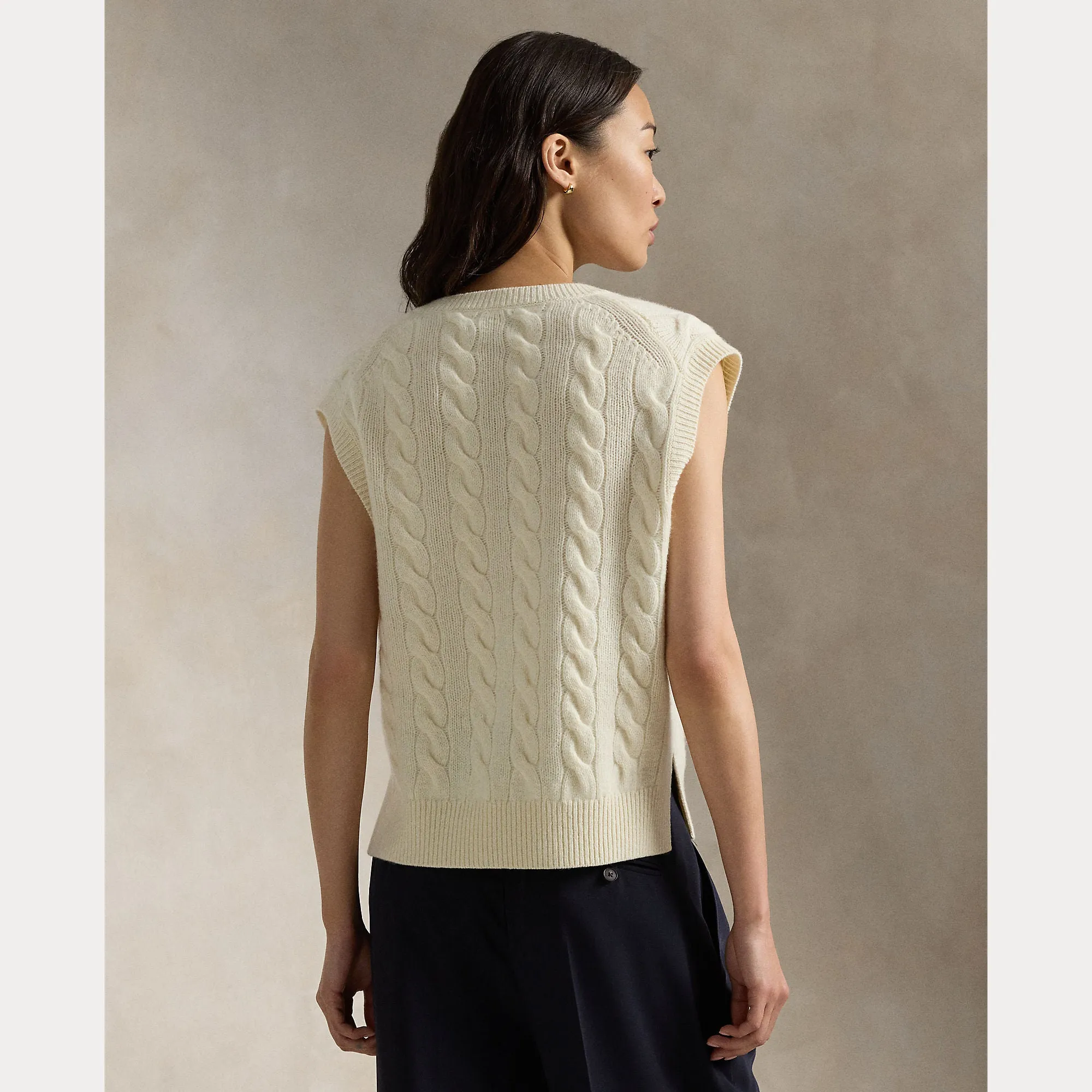 CABLE-KNIT WOOL-CASHMERE SWEATER VEST