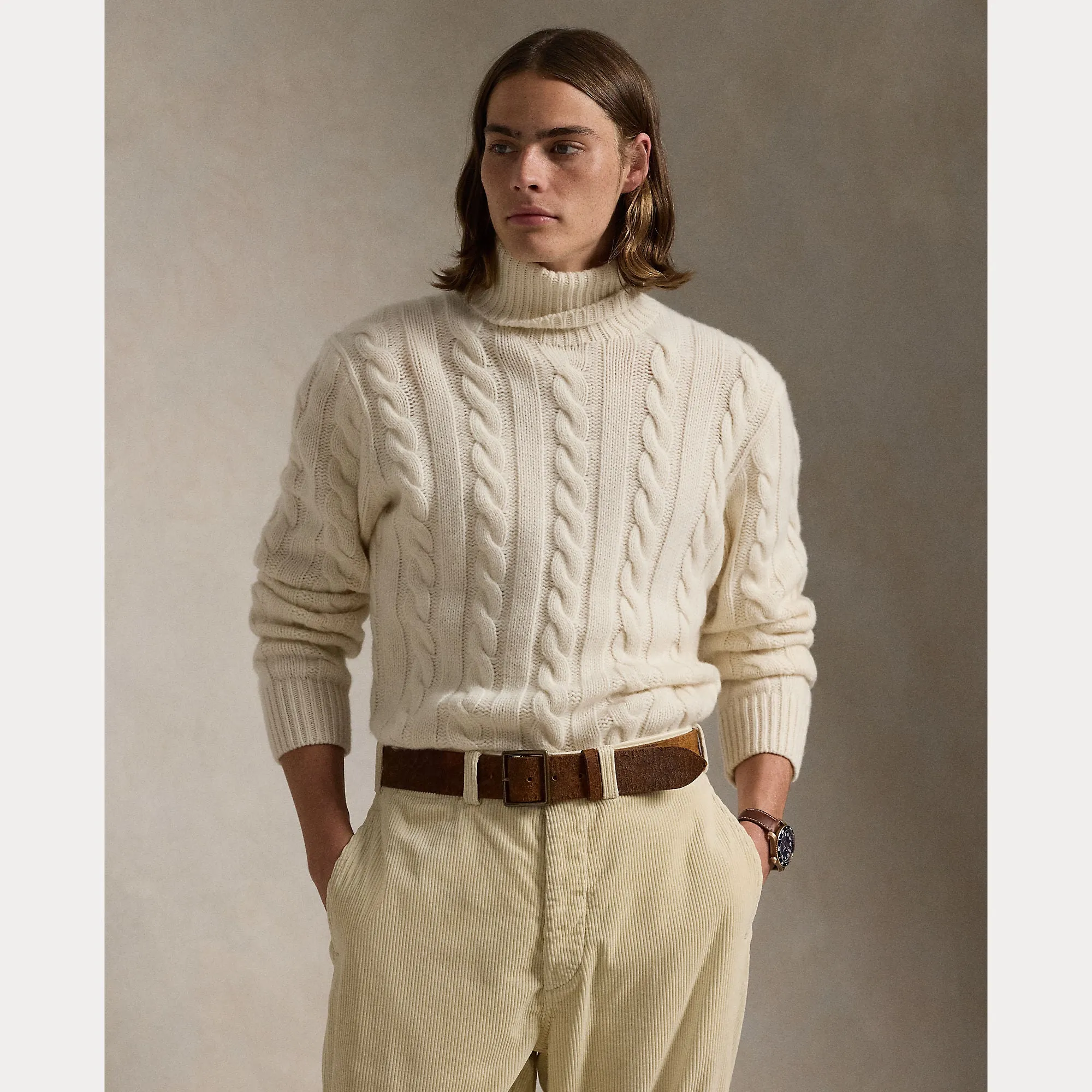 CABLE-KNIT WOOL-CASHMERE SWEATER