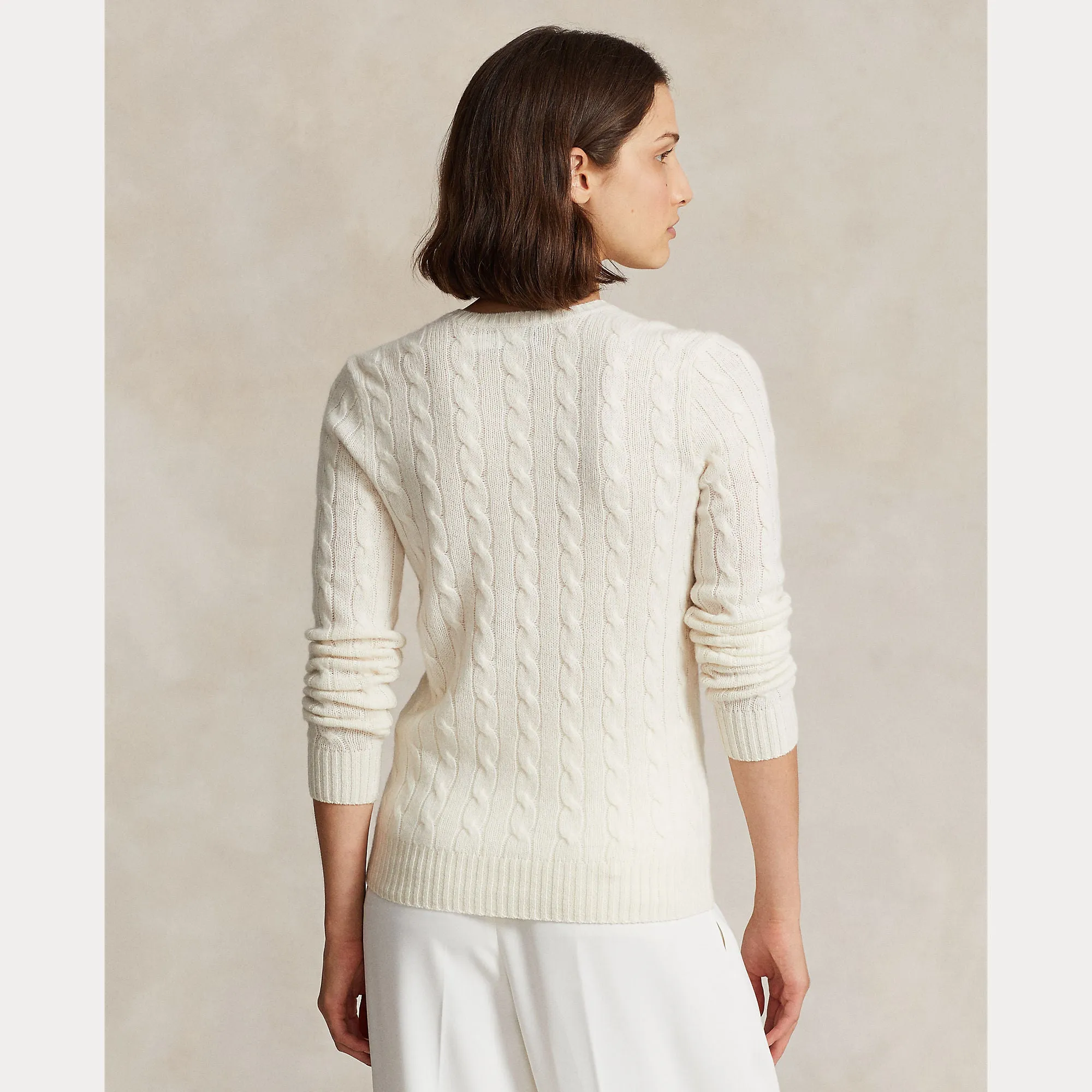 CABLE-KNIT WOOL-CASHMERE V-NECK SWEATER