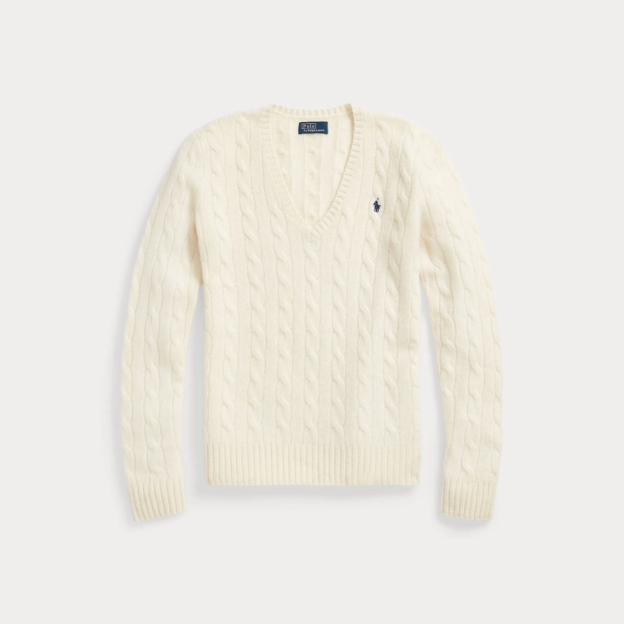 CABLE-KNIT WOOL-CASHMERE V-NECK SWEATER