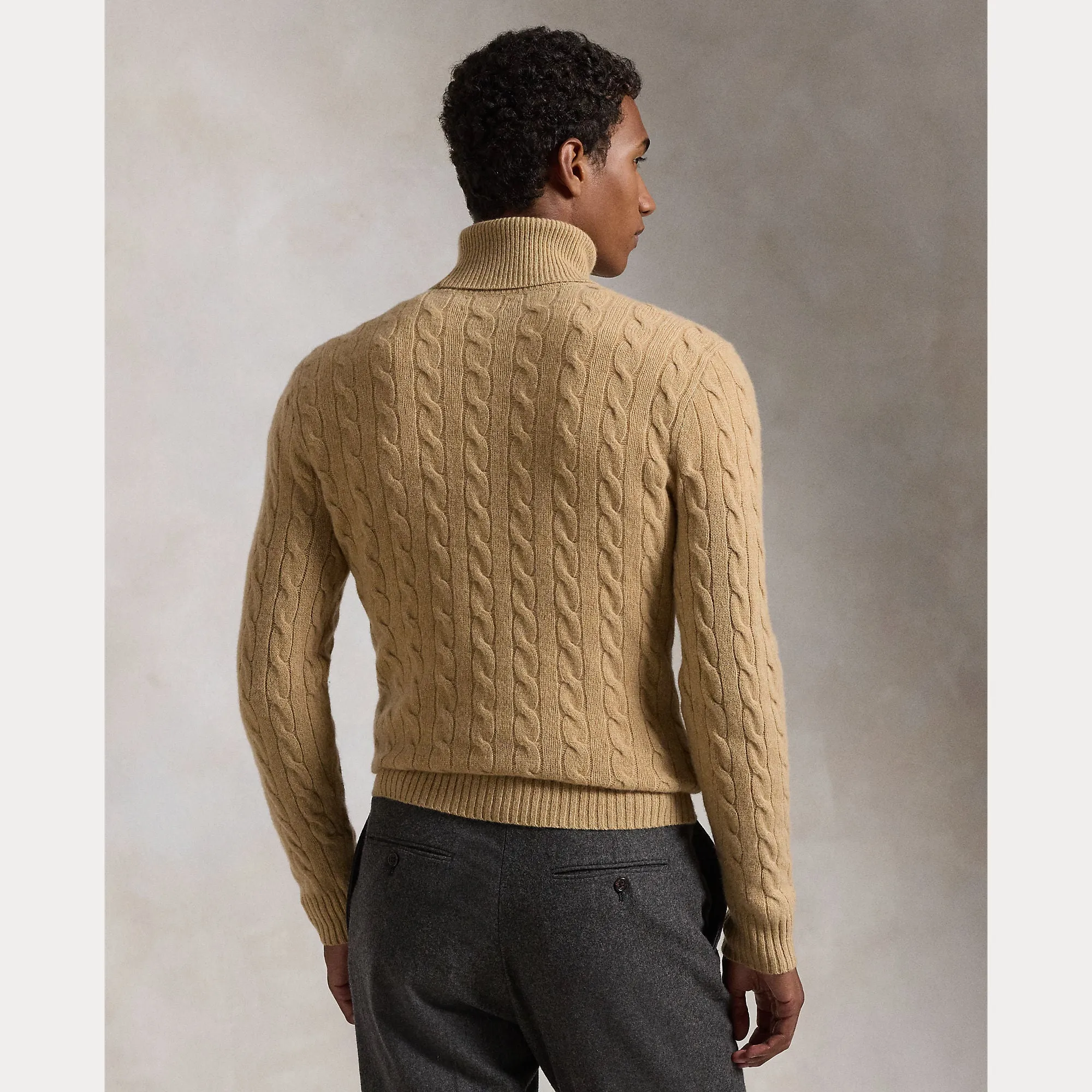 CABLE WOOL-CASHMERE TURTLENECK SWEATER