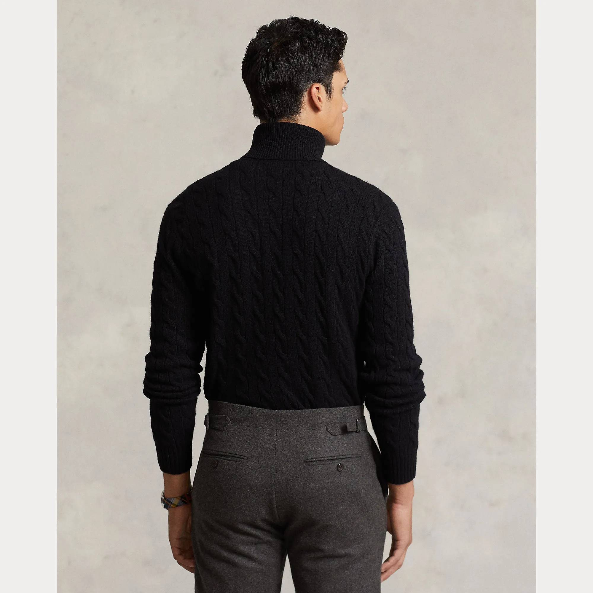 CABLE WOOL-CASHMERE TURTLENECK SWEATER