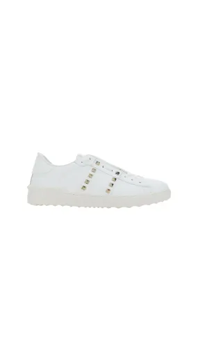 Calfskin Rockstud Untitled Sneaker - White