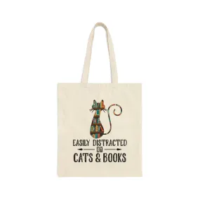 Cats & Books Canvas Tote Bag