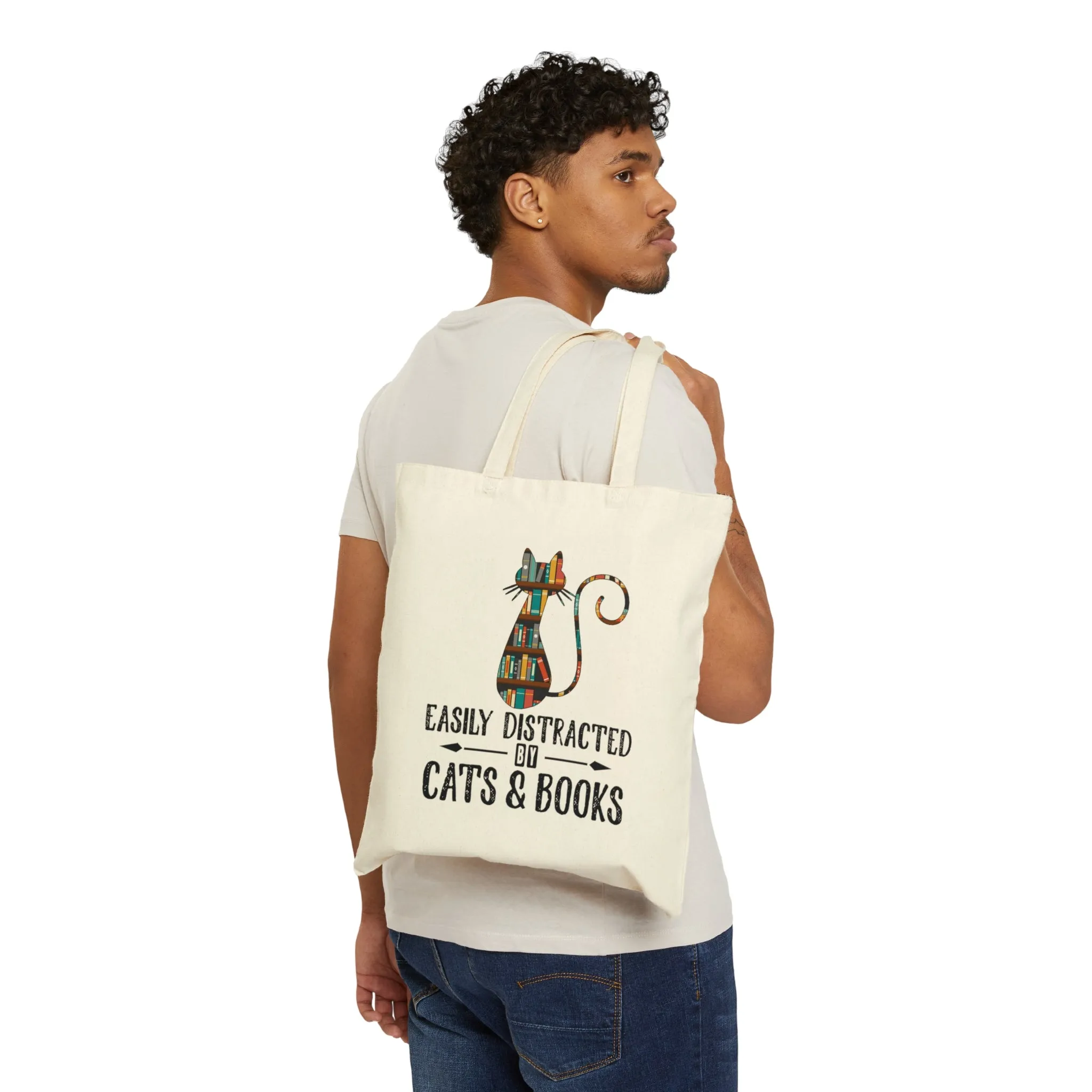 Cats & Books Canvas Tote Bag