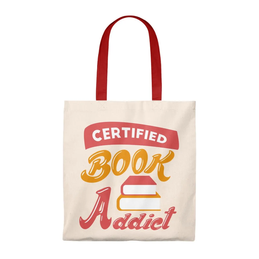 Certified Book Addict Canvas Tote Bag - Vintage style