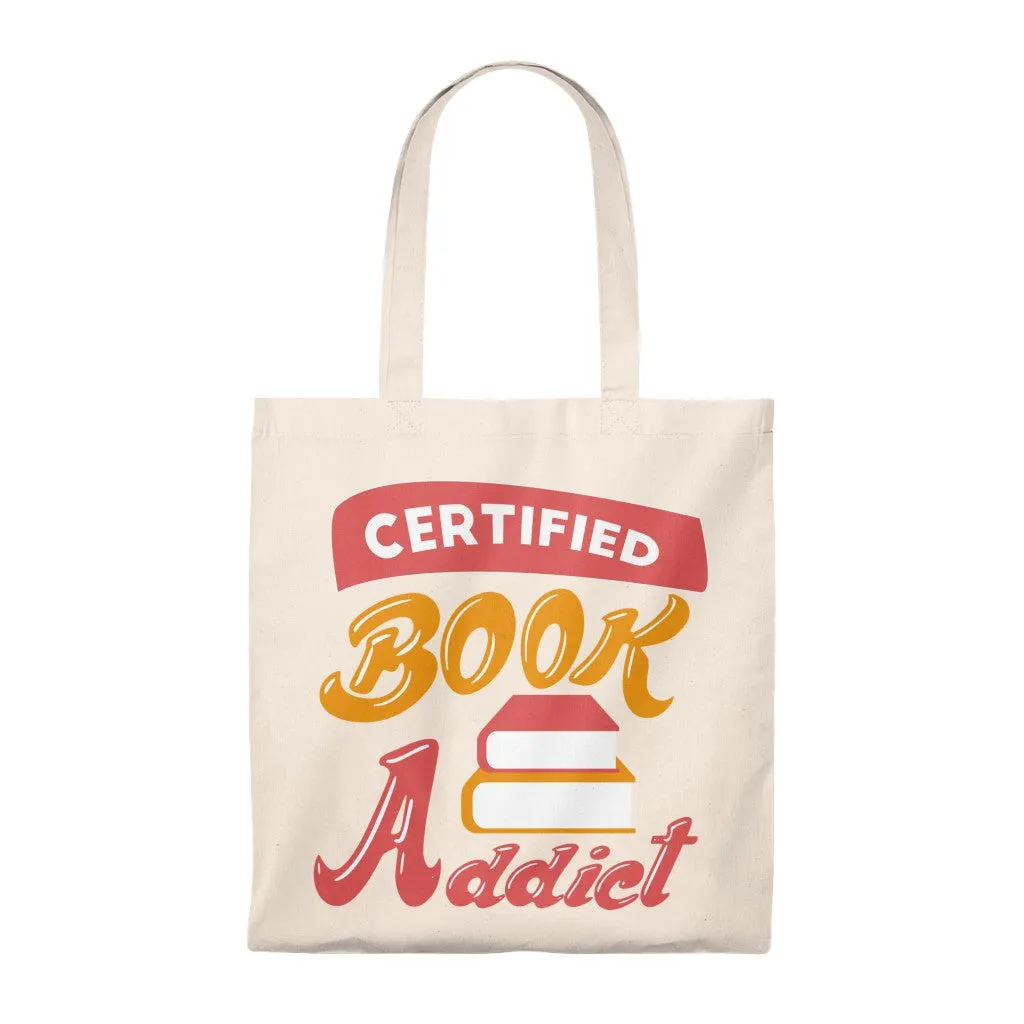 Certified Book Addict Canvas Tote Bag - Vintage style