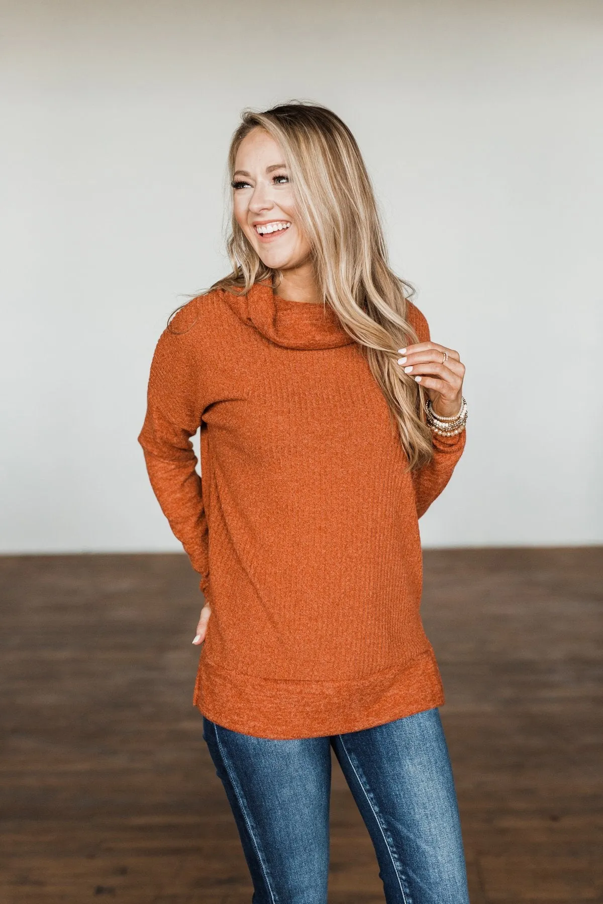 Cherishing Moments Turtle Neck Sweater- Cinnamon