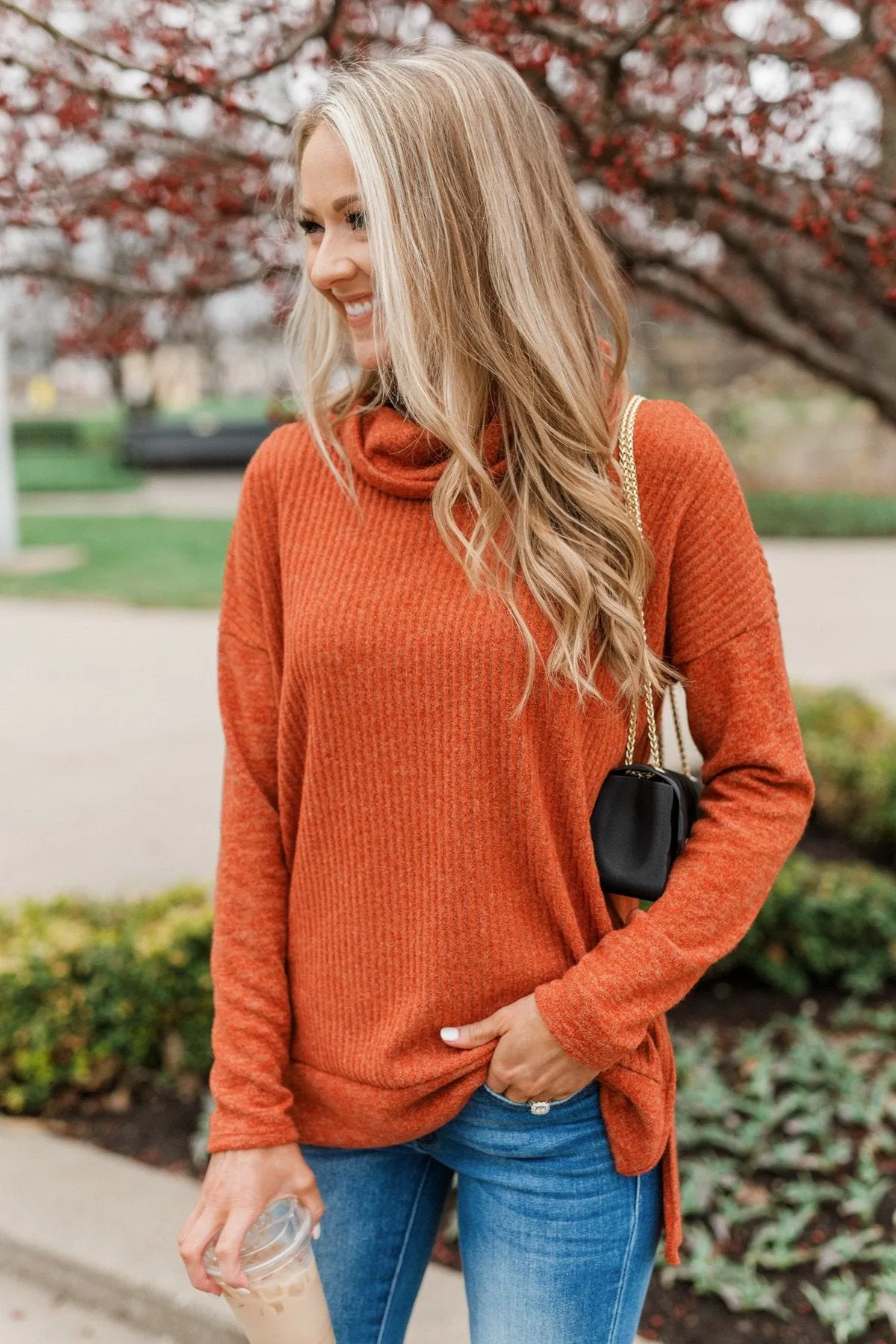 Cherishing Moments Turtle Neck Sweater- Cinnamon