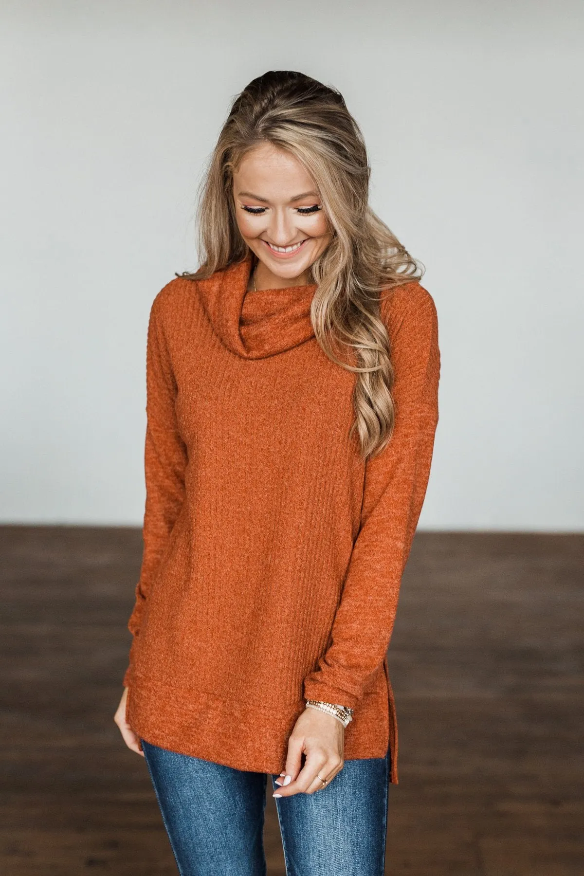 Cherishing Moments Turtle Neck Sweater- Cinnamon