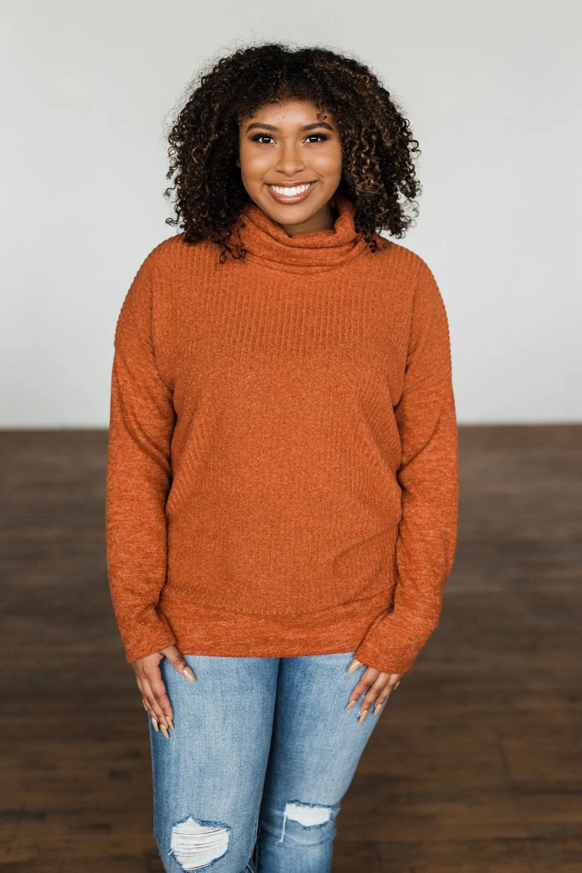 Cherishing Moments Turtle Neck Sweater- Cinnamon