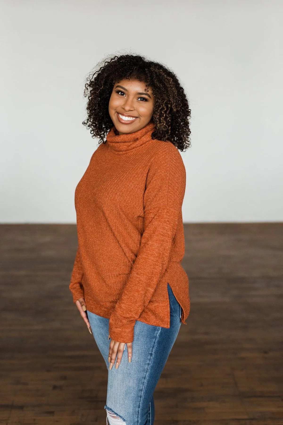 Cherishing Moments Turtle Neck Sweater- Cinnamon