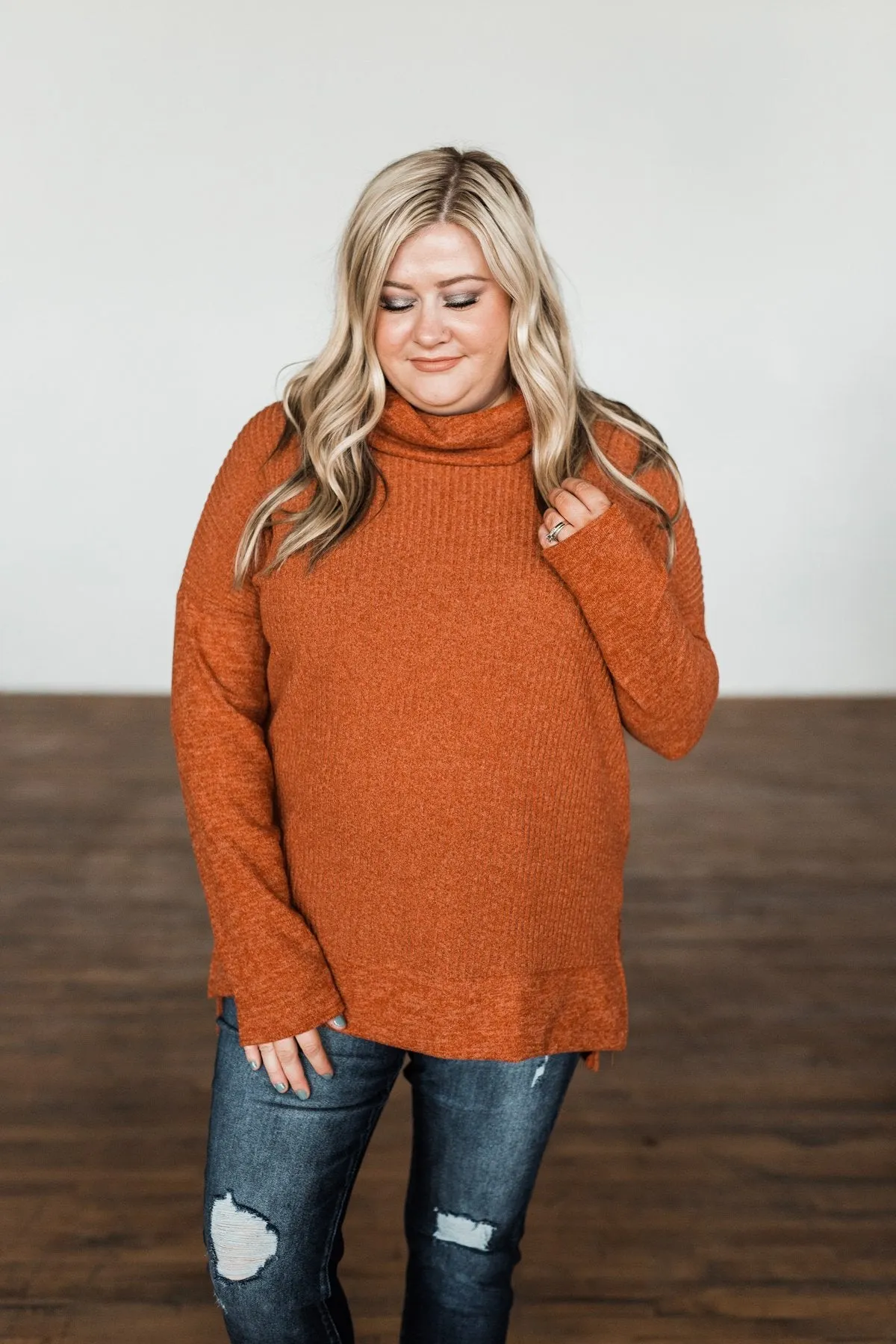 Cherishing Moments Turtle Neck Sweater- Cinnamon