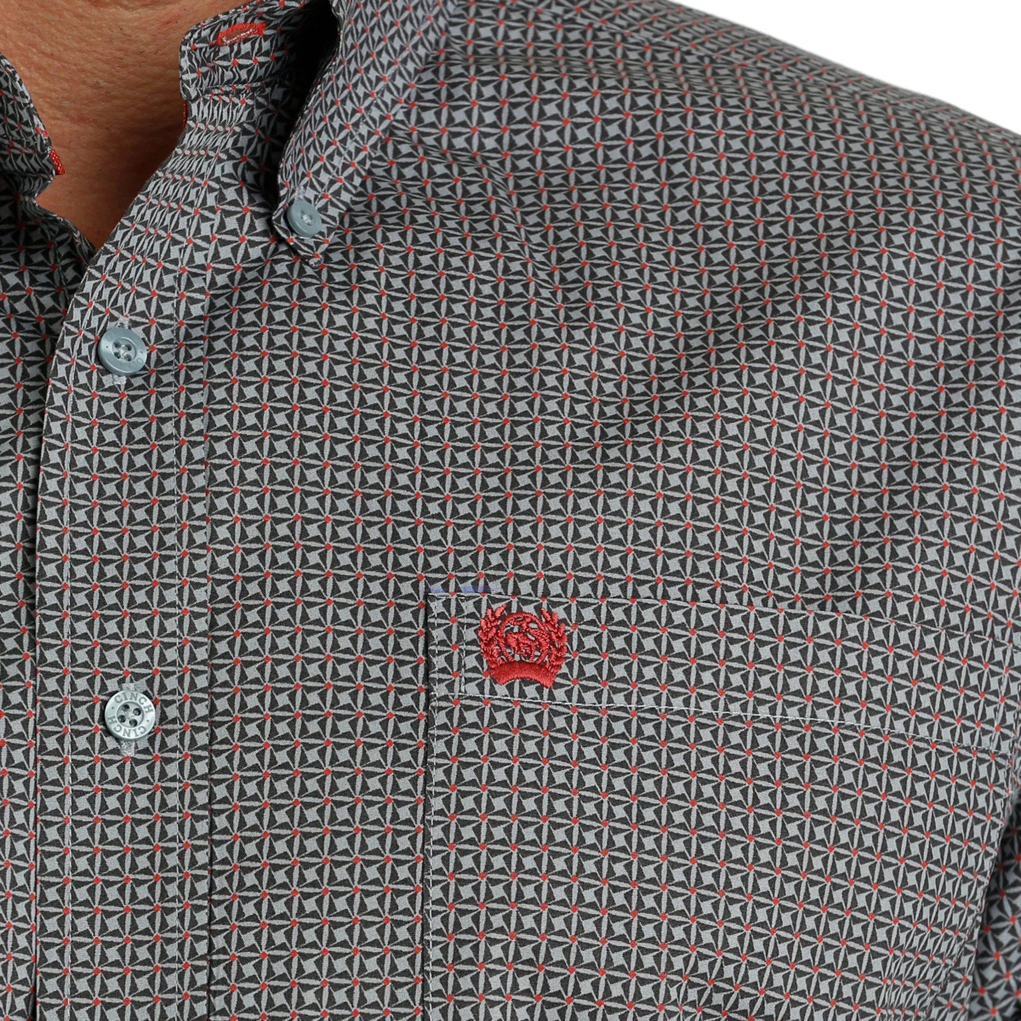 Cinch Men's Grey Geo Print Shirt