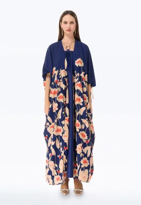 Circular Dress With Printed Abaya Set