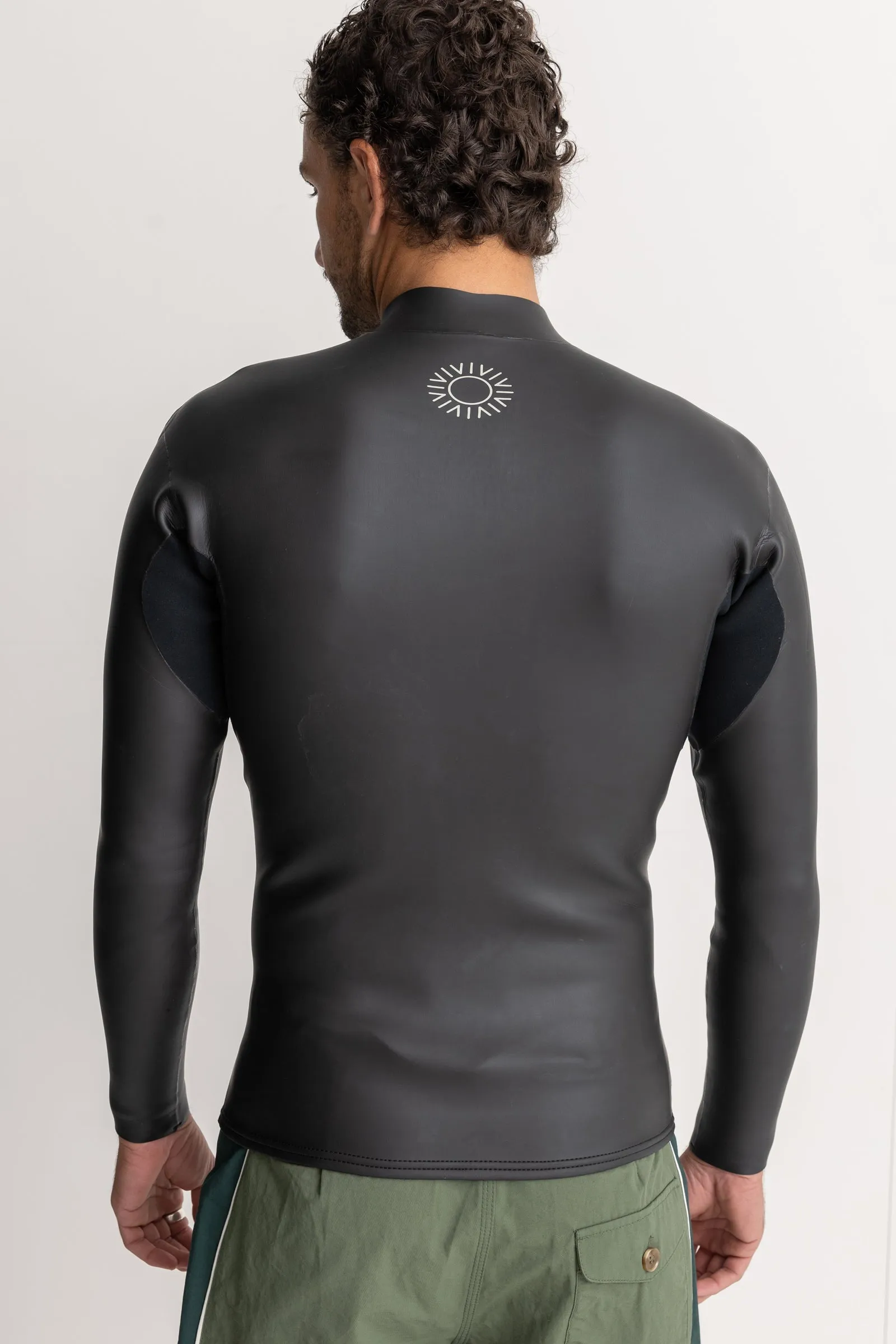 Classic Retro Front Zip Wetsuit Jacket Black