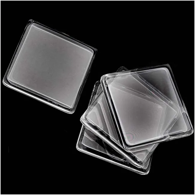 Clear Glass Jewelry Pendant Tiles Square 30mm (4 pcs)