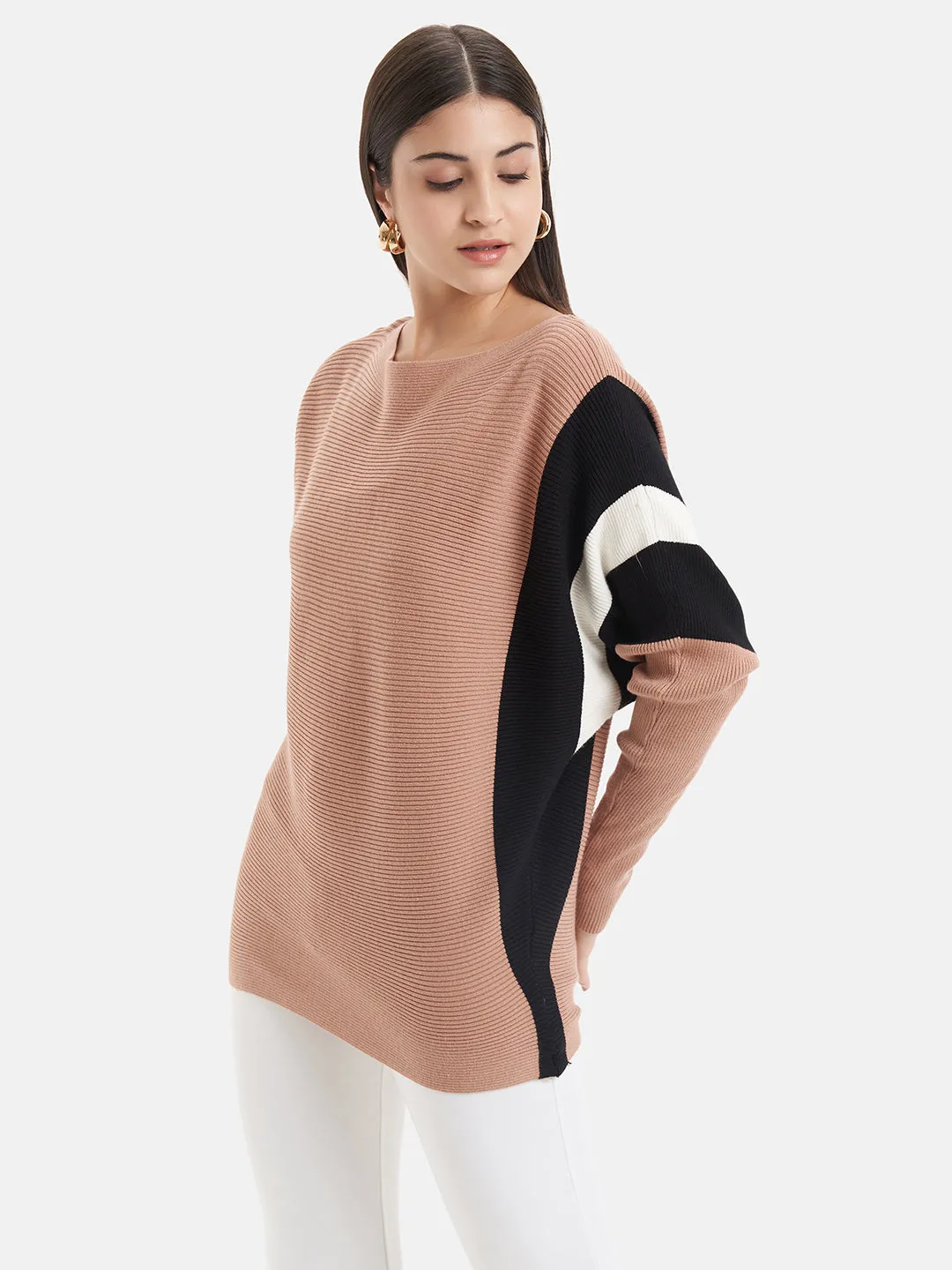 Color Block Batwing Pullover