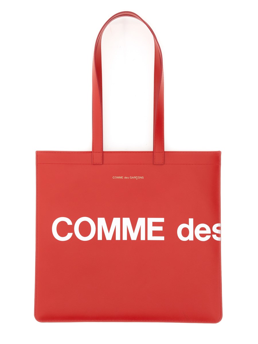 COMME DES GARCONS WALLET    HUGE LOGO LEATHER TOTE BAG