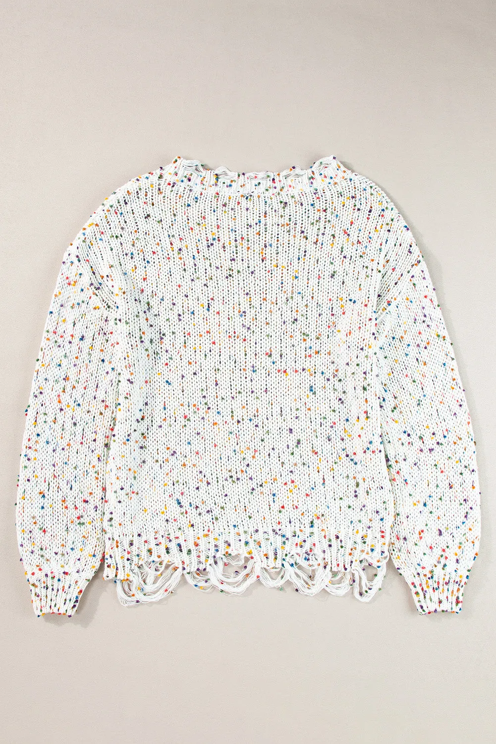 Confetti Round Neck Dropped Shoulder Sweater