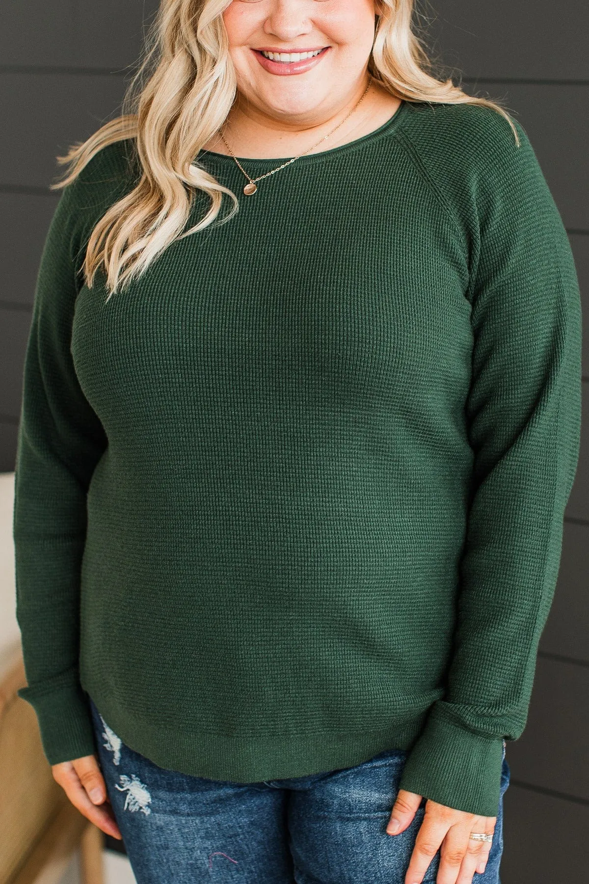 Confidence Boost Knit Sweater- Forest Green