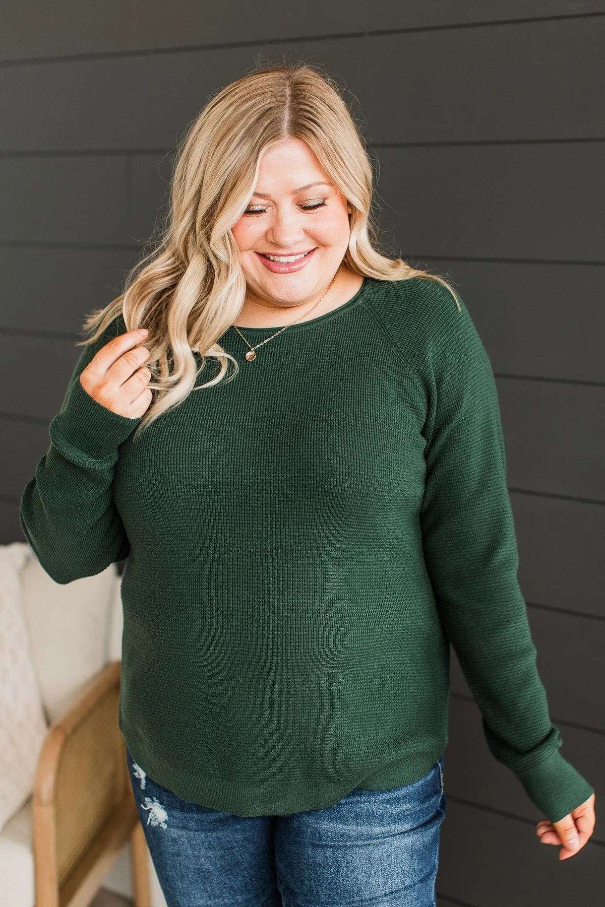 Confidence Boost Knit Sweater- Forest Green