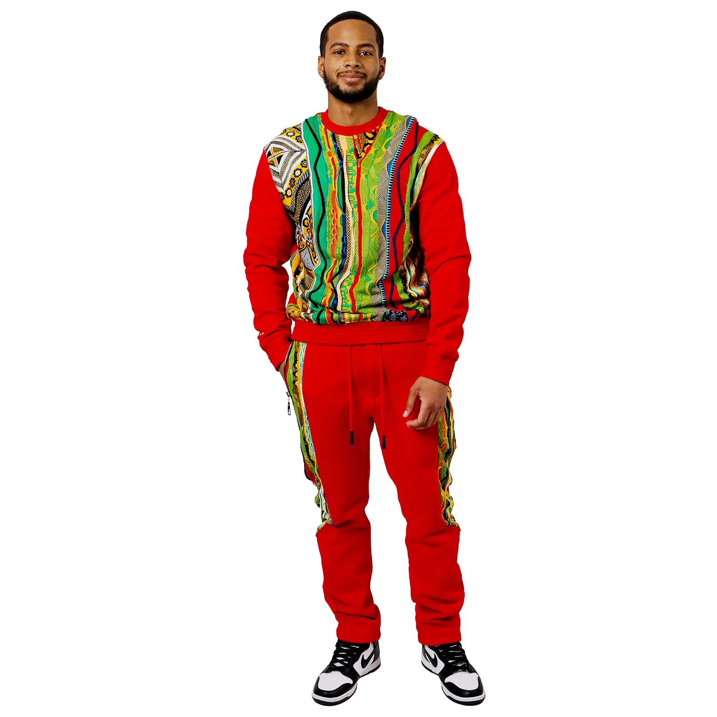 COOGI Sweater Pieced Fleece Jogger - Red