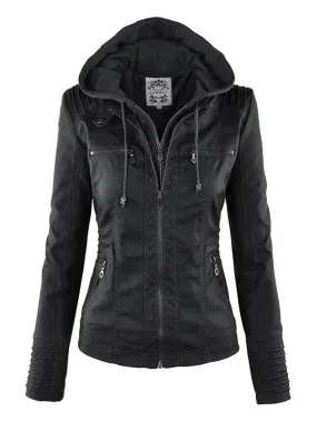 Cool and Edgy Faux Leather Jacket with Gothic Accents