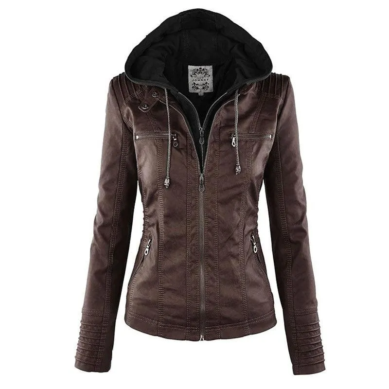 Cool and Edgy Faux Leather Jacket with Gothic Accents