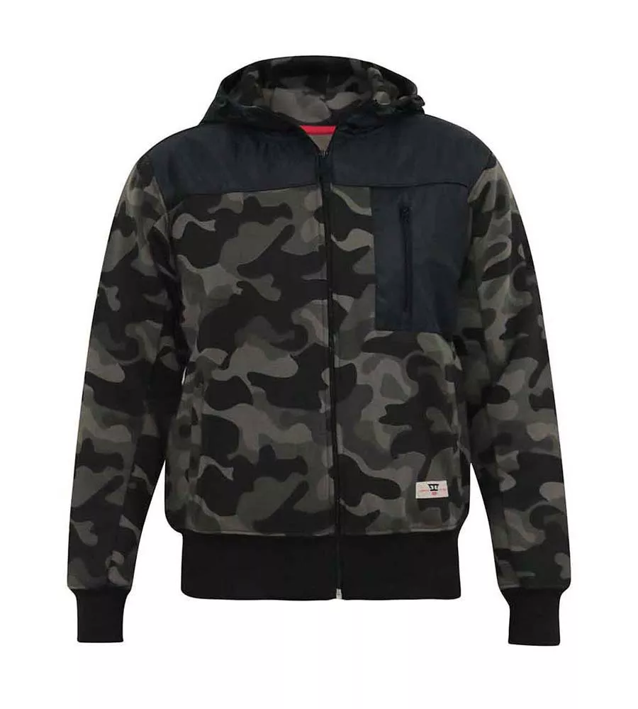 D555 Mens Full Zip Through Camouflage Hoodie With Ripstop Trim (GRENDON)