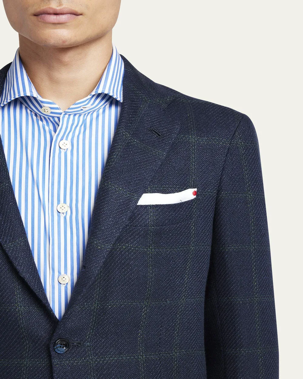 Dark Navy and Green Windowpane Sportcoat