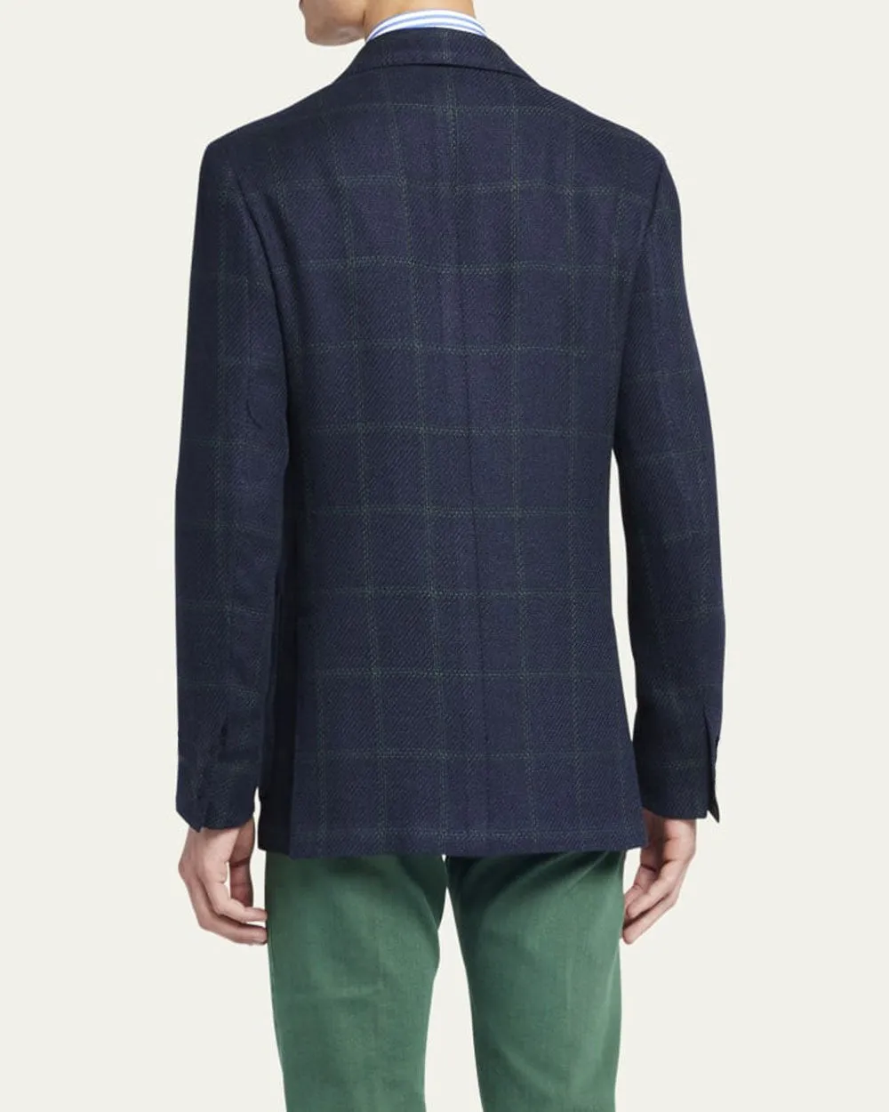 Dark Navy and Green Windowpane Sportcoat