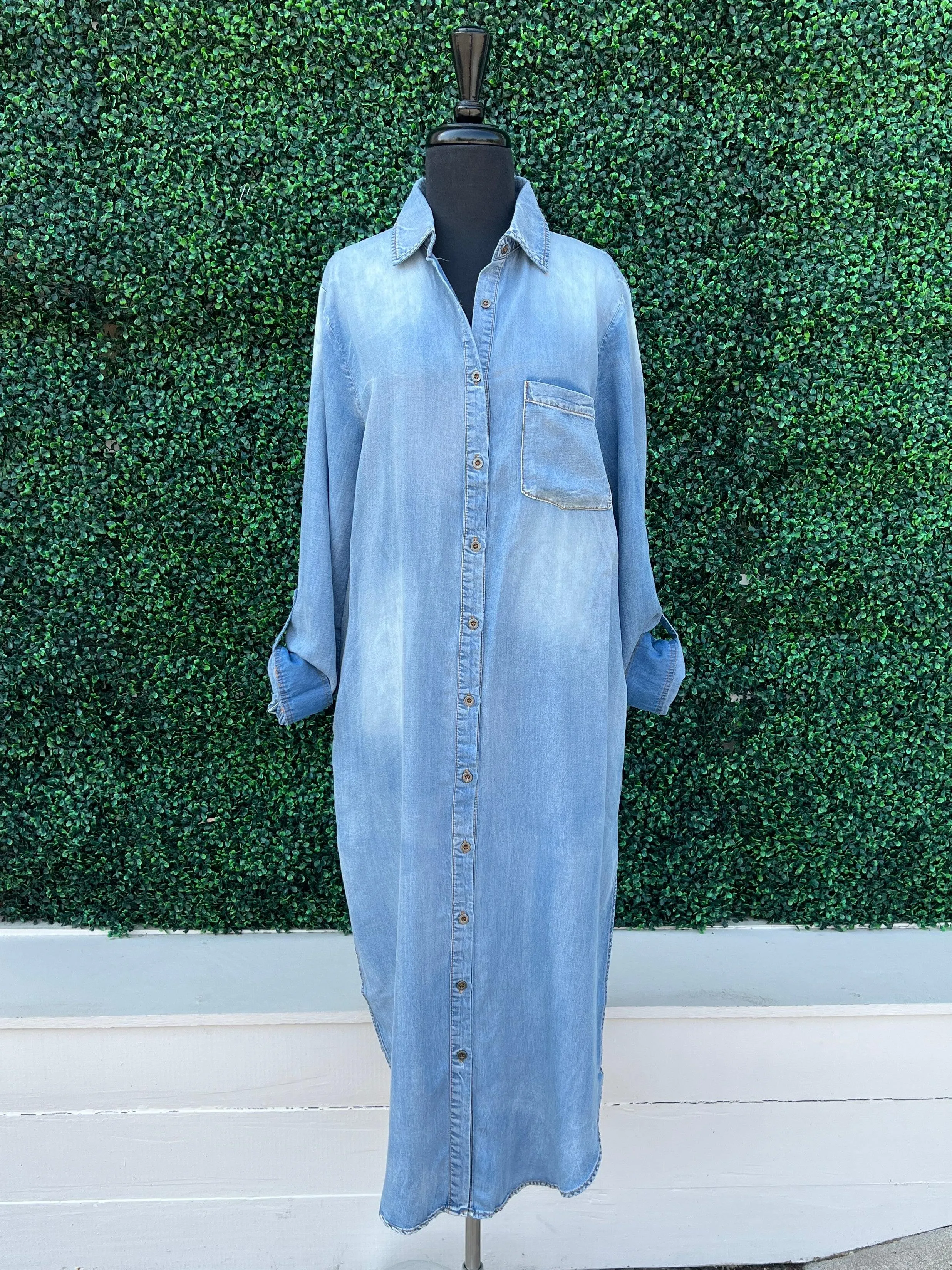 Denim Maxi Shirt Dress