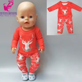 doll clothes for baby dolls clothes reindeer chritsmas wear for 43cm baby new born doll coat pants baby girl new year gifts