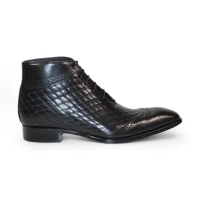 Duca Lauro Men's Shoes Black Calf-Skin Leather Boots (D1161)