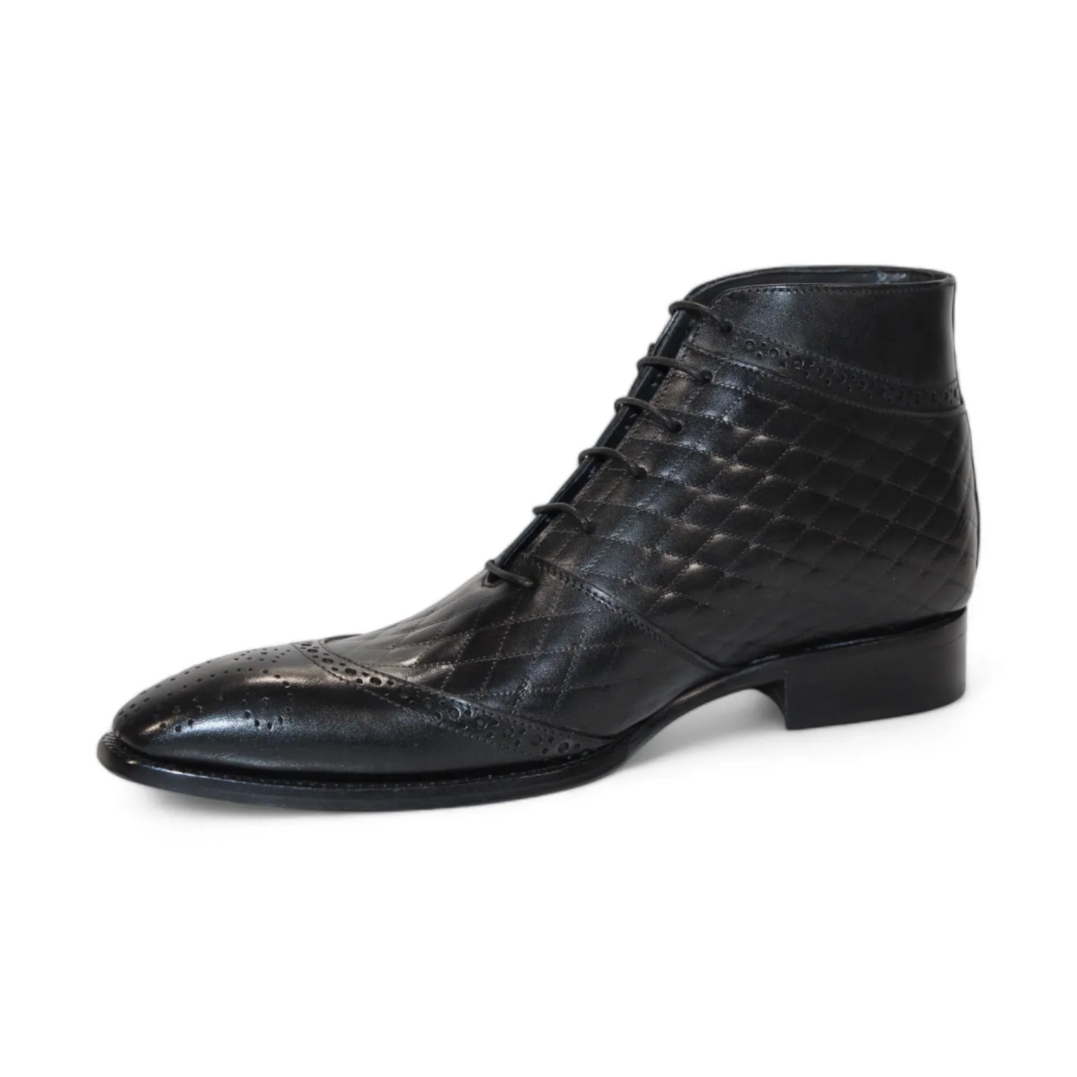 Duca Lauro Men's Shoes Black Calf-Skin Leather Boots (D1161)