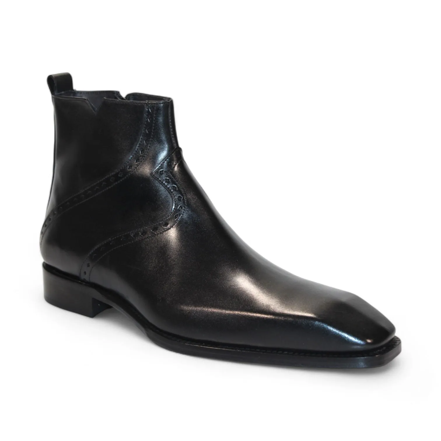 Duca Pedaso Men's Shoes Black Calf-Skin Leather Boots (D1166)