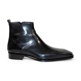 Duca Pedaso Men's Shoes Black Calf-Skin Leather Boots (D1166)