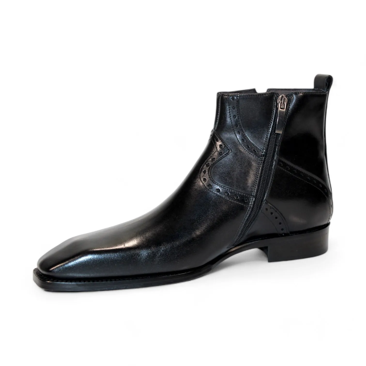 Duca Pedaso Men's Shoes Black Calf-Skin Leather Boots (D1166)