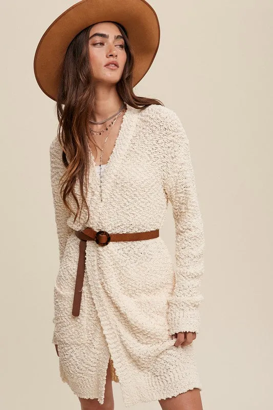 Ella Popcorn Open Knit Cardigan Sweater