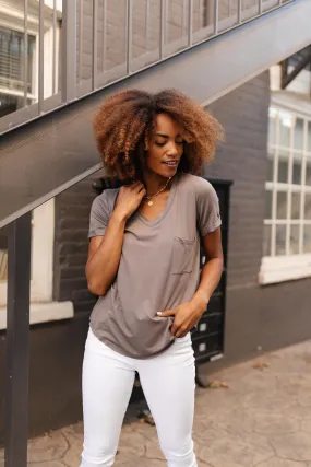 Essential V-Neck Tee In Mocha - On Hand