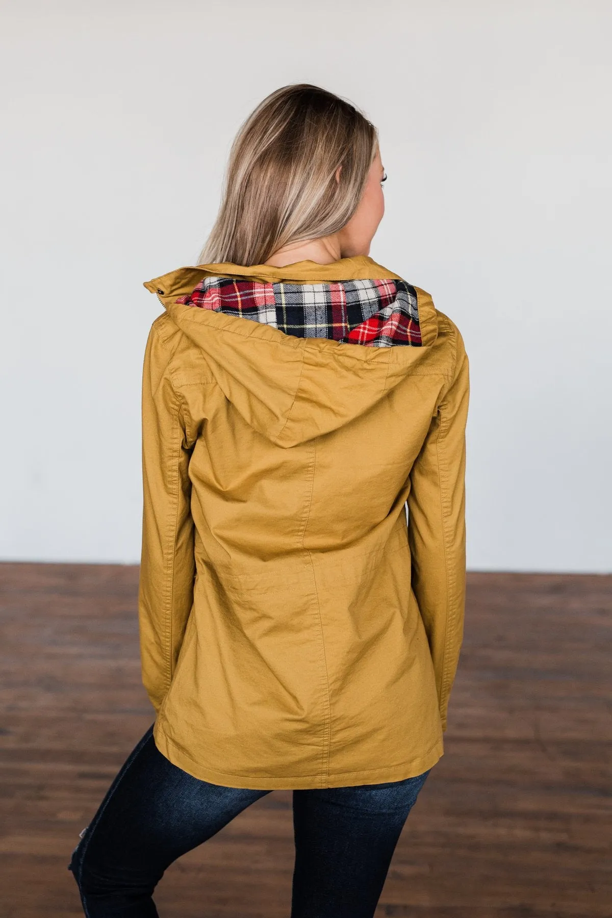 Flannel Lined Hood Utility Jacket- Mustard