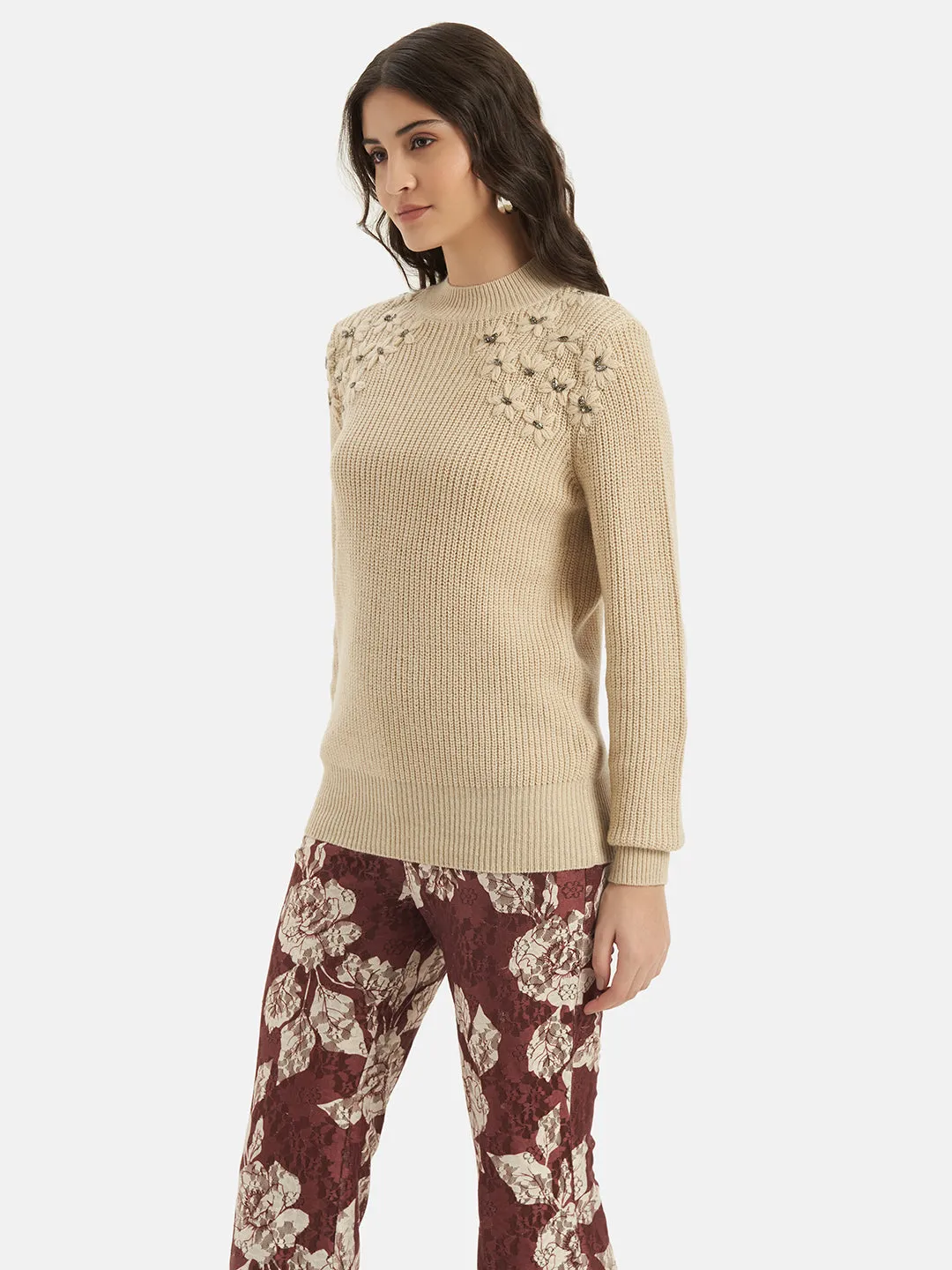 Floral Embellished Pullover