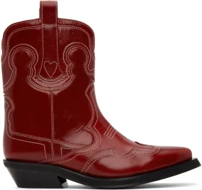 GANNI Burgundy Western Boots